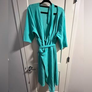 Kiyonna teal wrap dress
